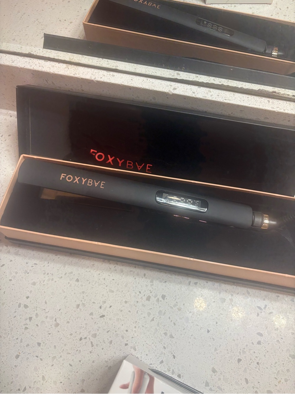 FOXYBAE Gold tres sleek Black Matte Hair Straightener with Rose Gold Accents